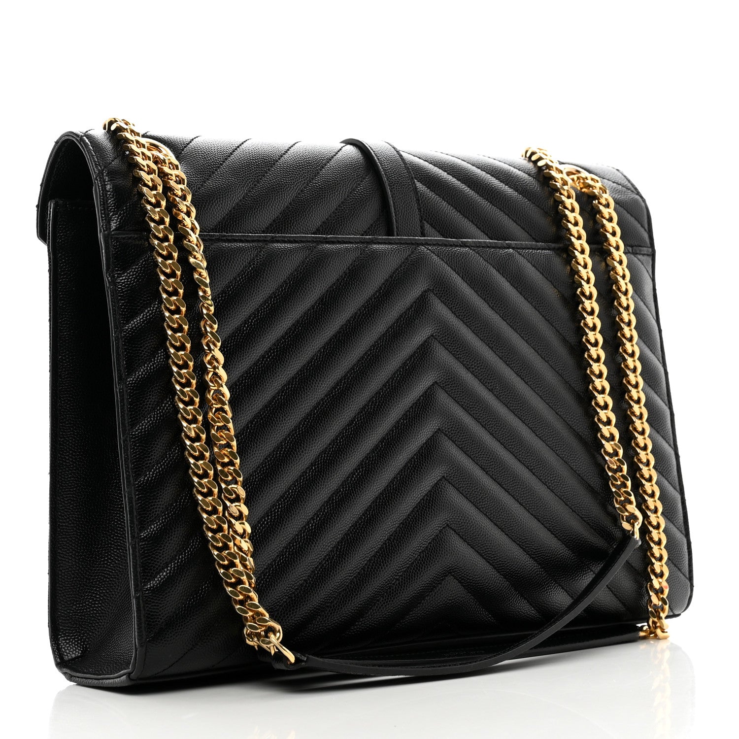 Saint Laurent Grain De Poudre Matelasse Chevron Large Monogram Satchel Black 3 of 10