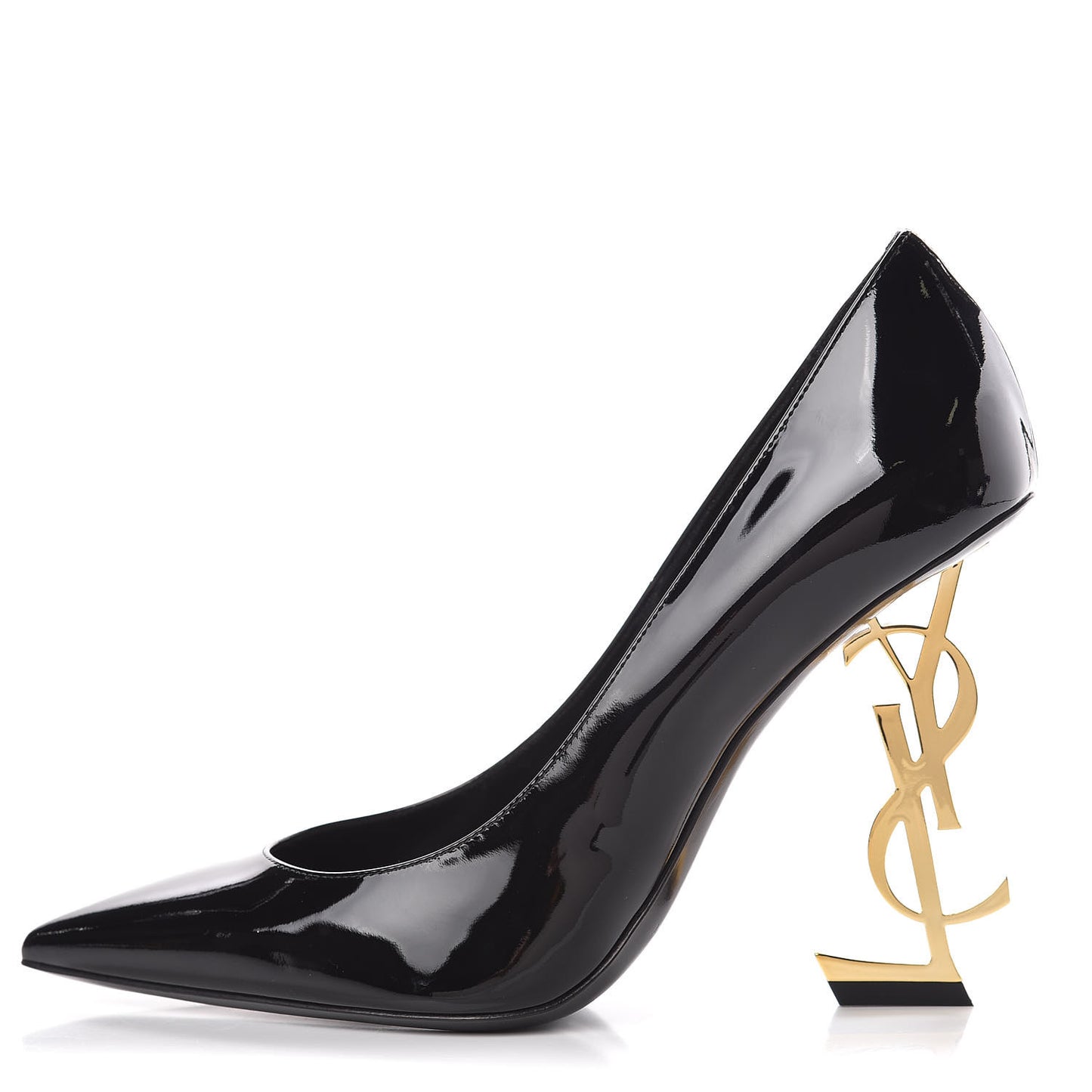 Patent Calfskin Opyum 110 Pumps 38 Black Gold