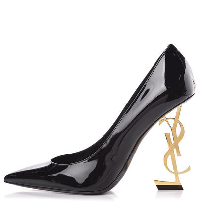 Saint Laurent Patent Calfskin Opyum 110 Pumps 38 Black Gold 1 of 9
