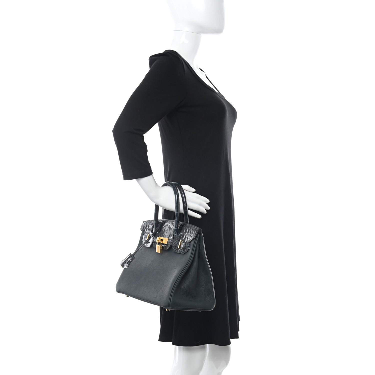 Hermes Togo Shiny Niloticus Crocodile Birkin Touch 30 Vert Rousseau 2 of 11