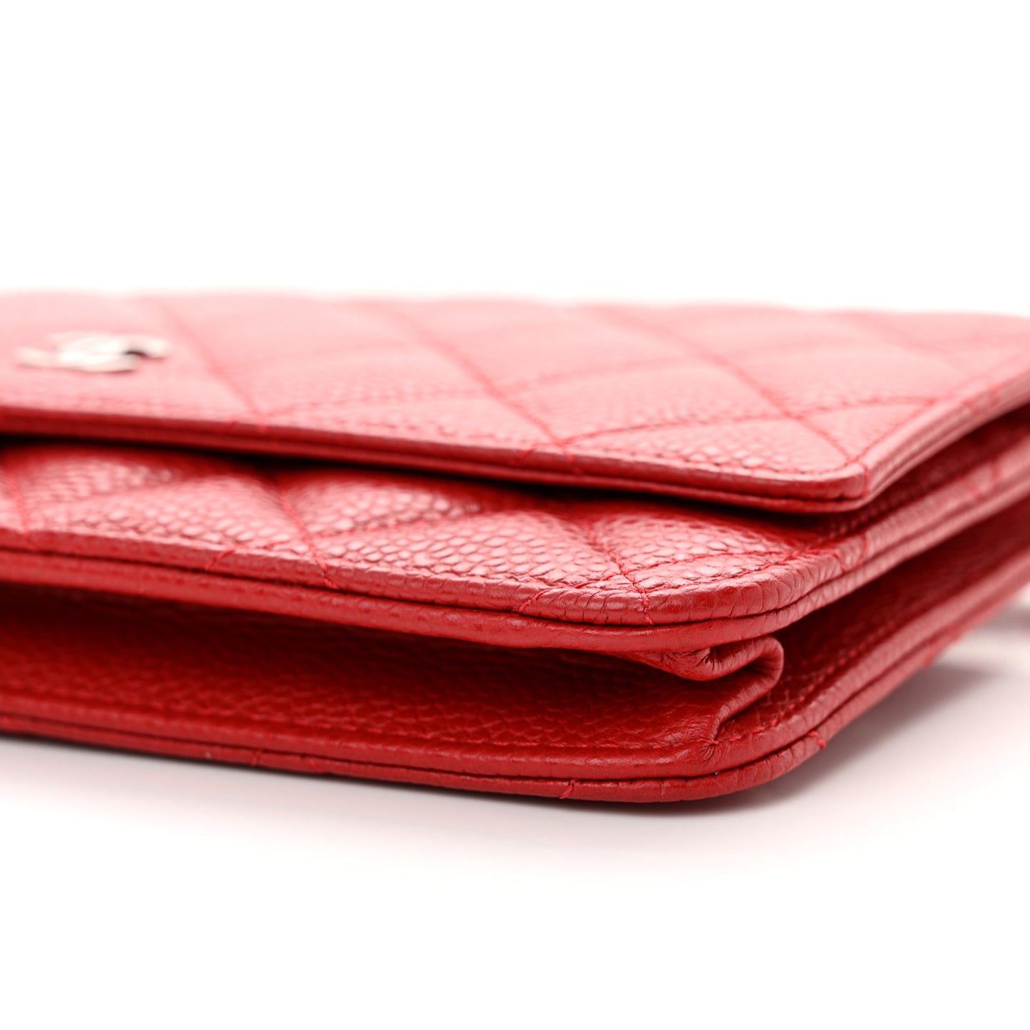 Caviar Quilted Wallet on Chain WOC Red