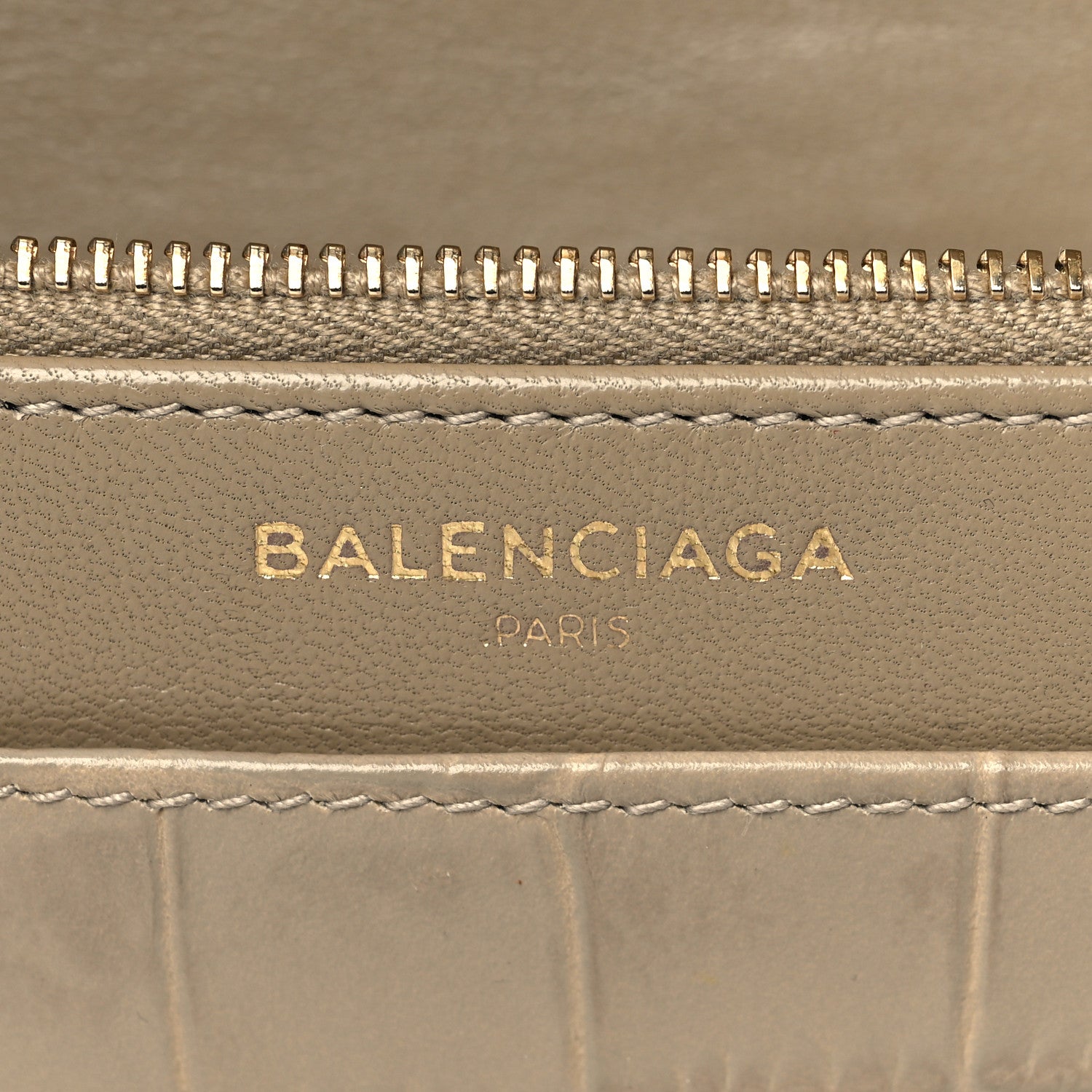 Balenciaga Calfskin Crocodile Embossed Classic Gold Hardware Wallet on Chain Beige Latte 5 of 9