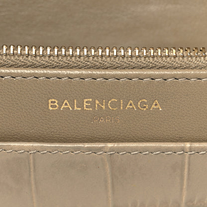 Balenciaga Calfskin Crocodile Embossed Classic Gold Hardware Wallet on Chain Beige Latte 5 of 9