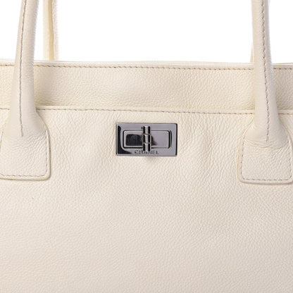 Chanel Calfskin Mademoiselle Lock Cerf Shopper Tote White 8 of 35