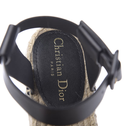Christian Dior Calfskin D-Dior Espadrille Platform Sandals 37 Black 7 of 11