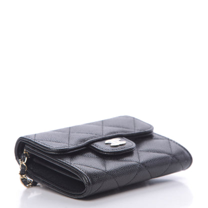 Chanel Caviar Quilted Flap Card Holder On Chain Black 4 of 12