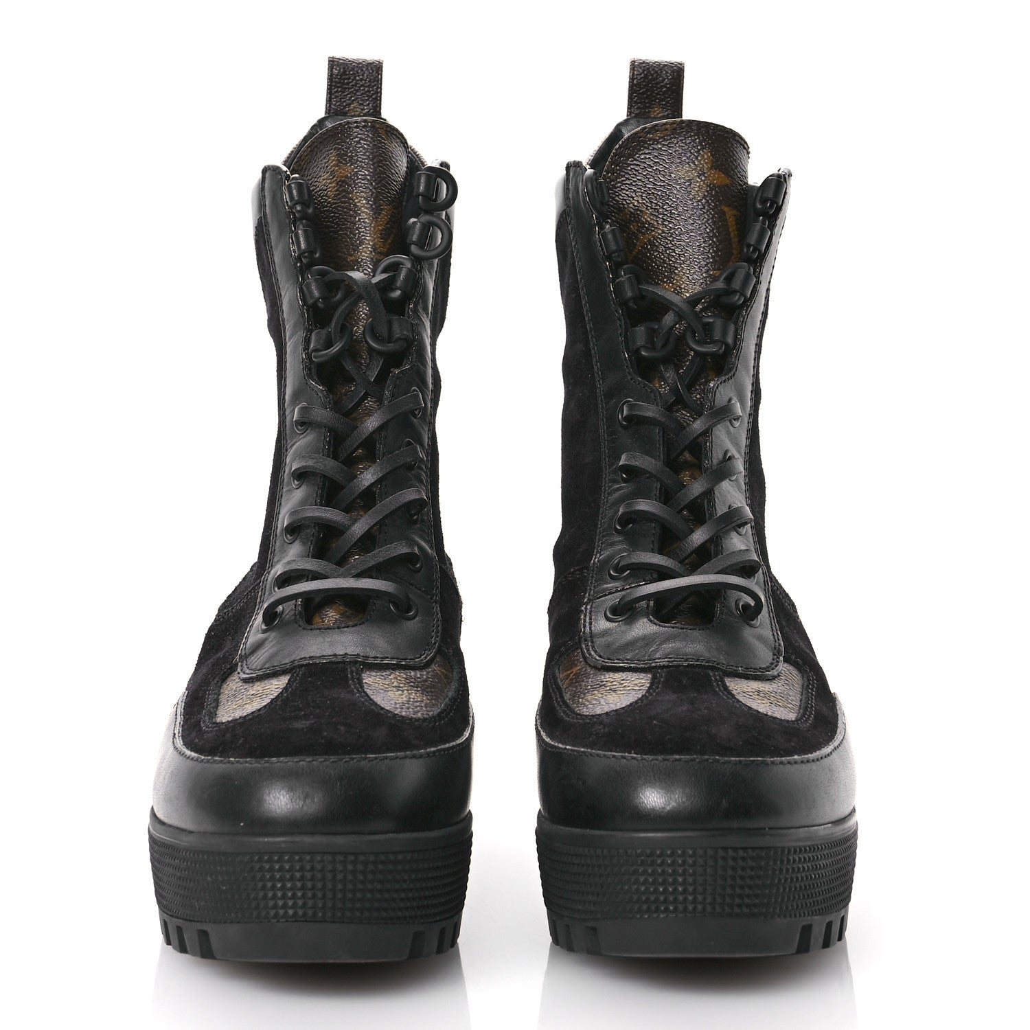 Louis Vuitton Suede Calfskin Monogram Laureate Platform Desert Boots 39.5 Black 3 of 9