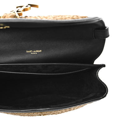 Saint Laurent Woven Raffia Monogram Kaia Satchel Tan 5 of 8