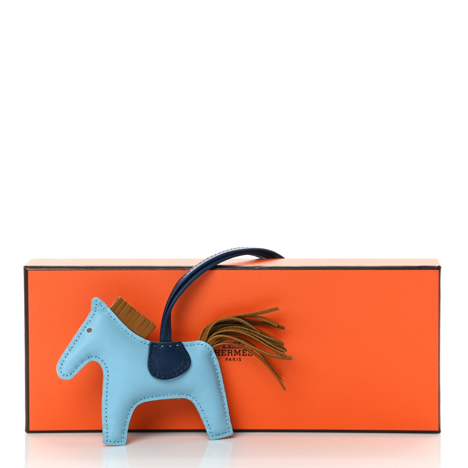 Hermes Milo Lambskin Grigri Rodeo Horse Bag Charm PM Celeste Bleu De Malte Kraft 5 of 5
