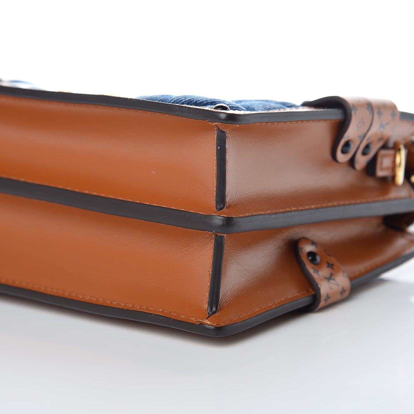 Denim Calfskin Malletage Trunk Clutch Light Blue