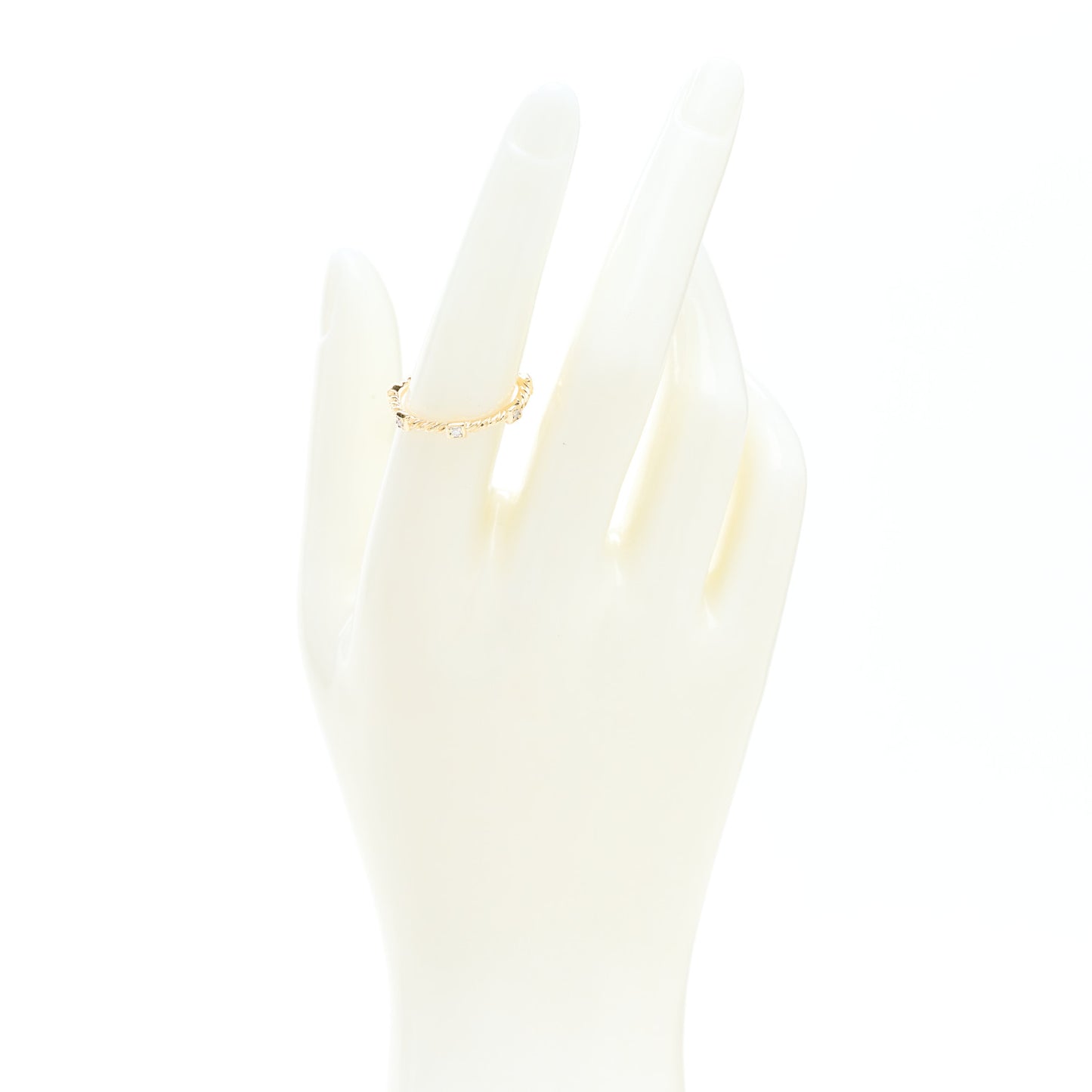 18K Yellow Gold Diamond Cable Collectibles Stack Ring 54 7