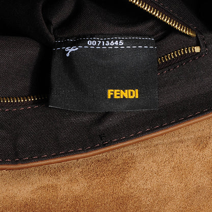 Fendi Calfskin Paris Pequin Small Shoulder Bag Beige 8 of 10