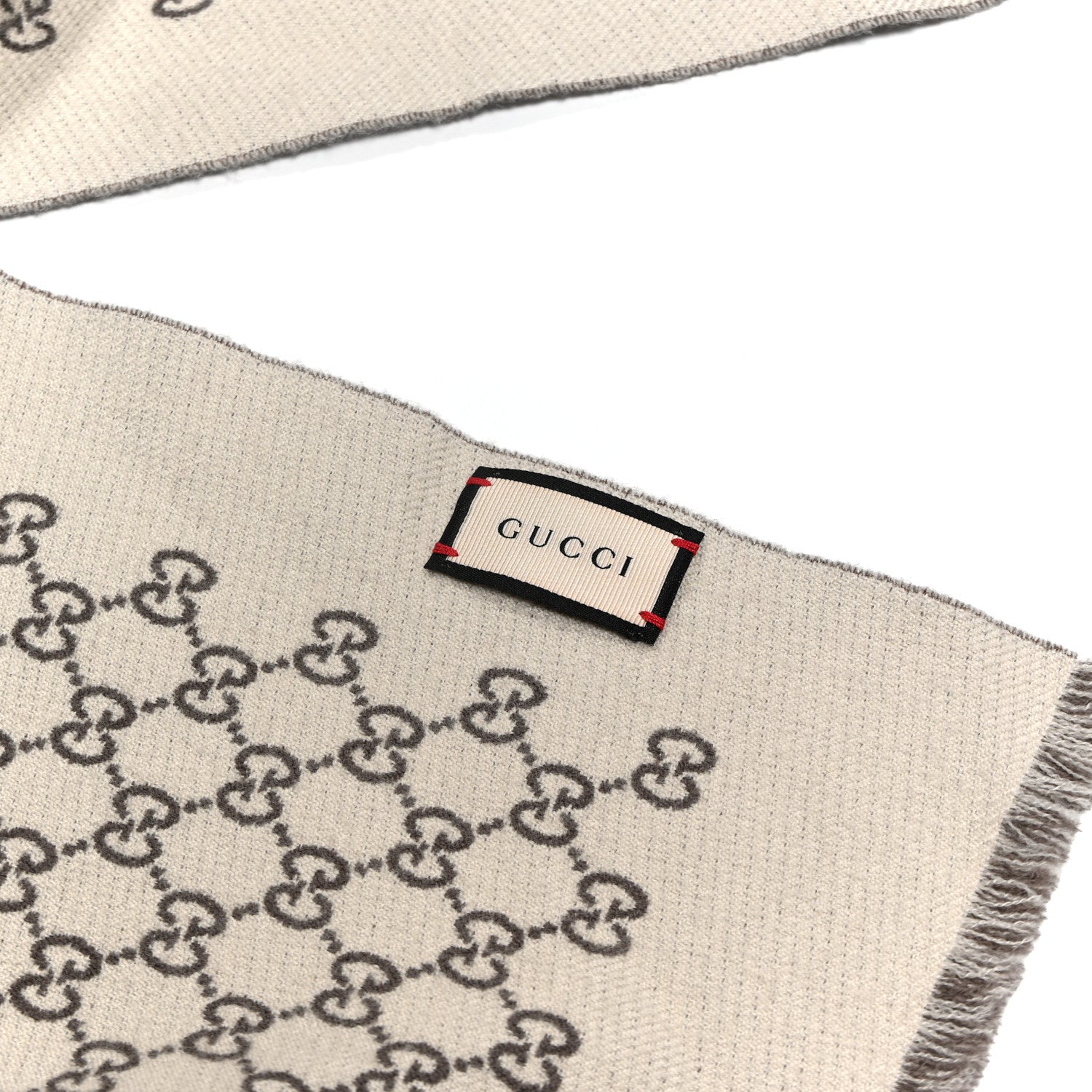 Gucci Wool GG Monogram Scarf Brown 3 of 6