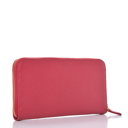 Prada Saffiano Triangle Zip Around Wallet Peonia 3 of 9
