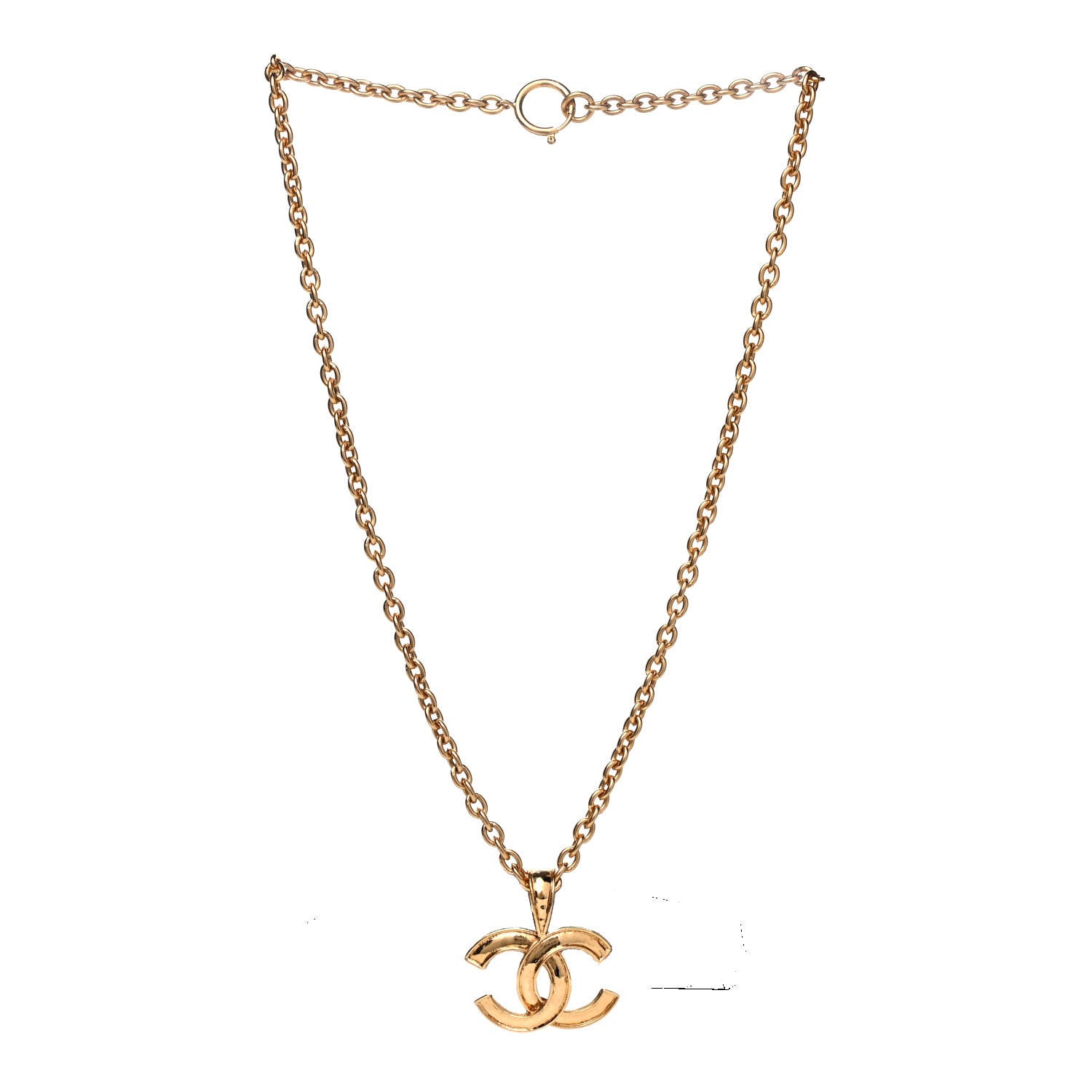 Chanel CC Pendant Necklace Gold 2 of 3