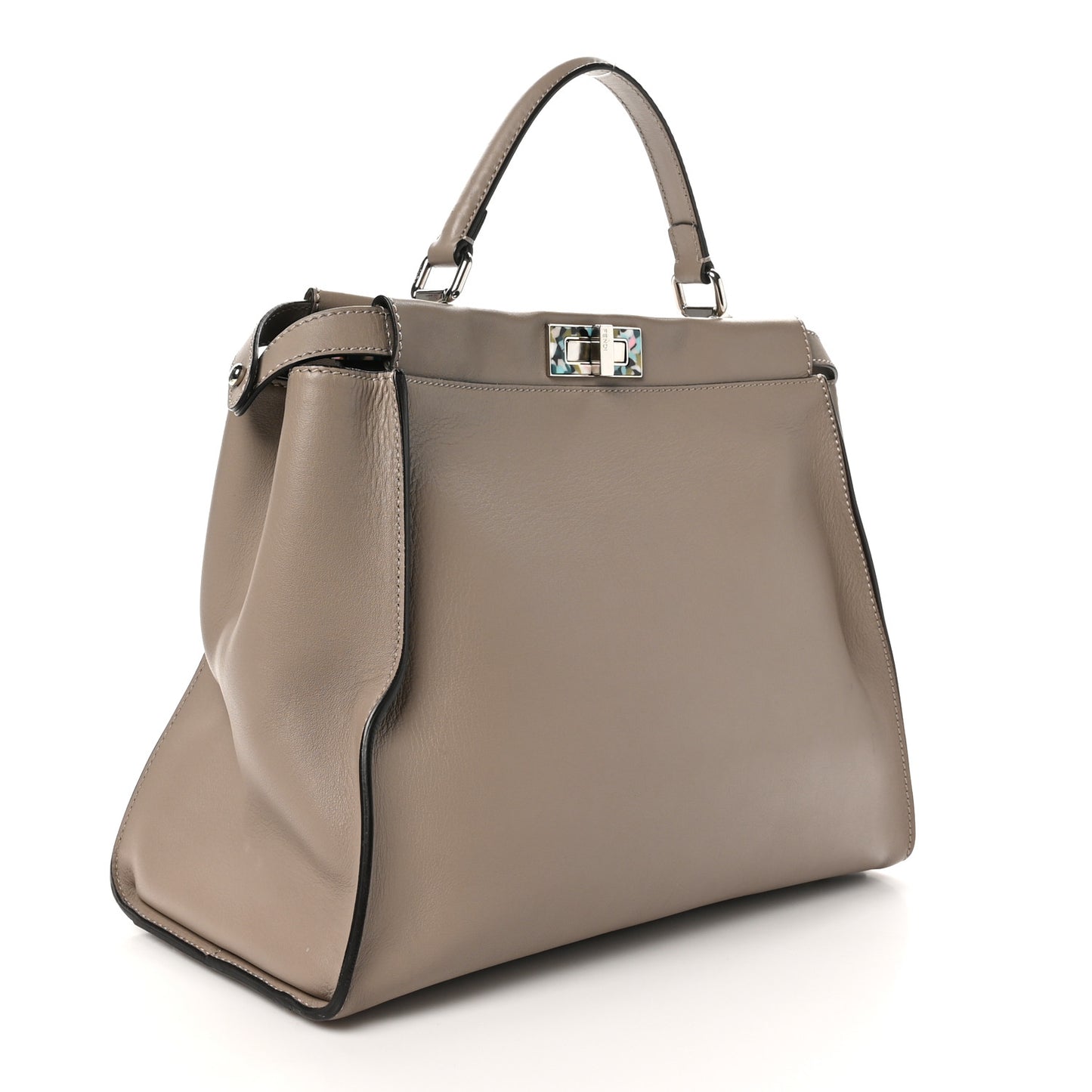 Vitello Seta Plexiglass Granite Large Peekaboo Iconic Satchel Tortora