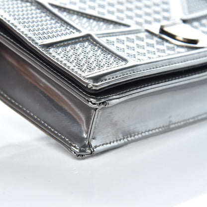 Christian Dior Metallic Patent Micro-Cannage Diorama Wallet on Chain Pouch Silver 8 of 11