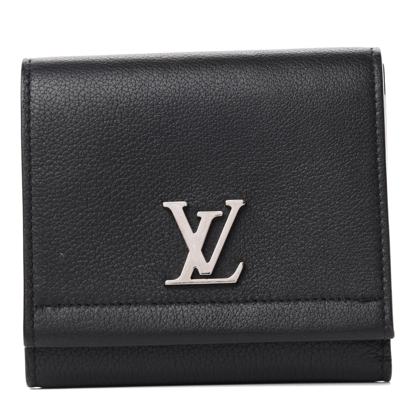 Calfskin LockMe II Compact Wallet Black