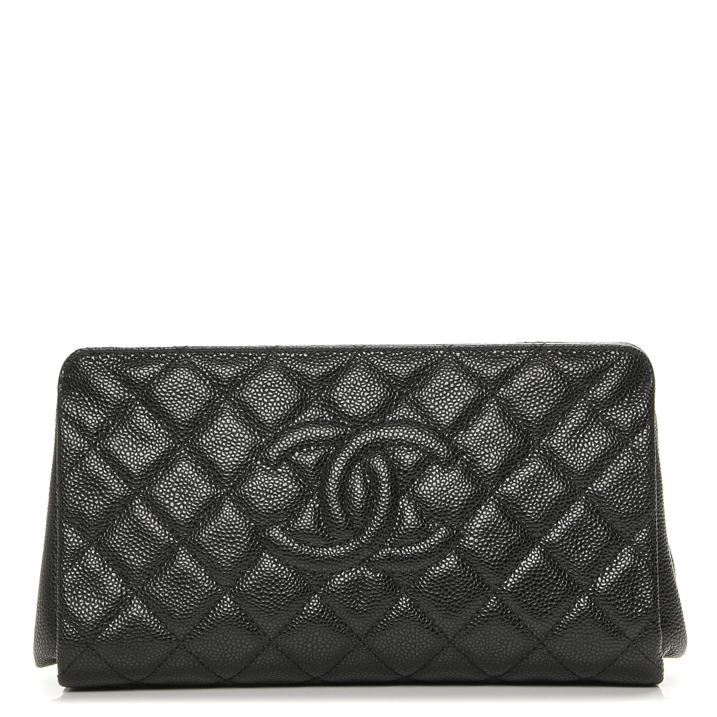 Caviar Quilted CC Large Clutch Black