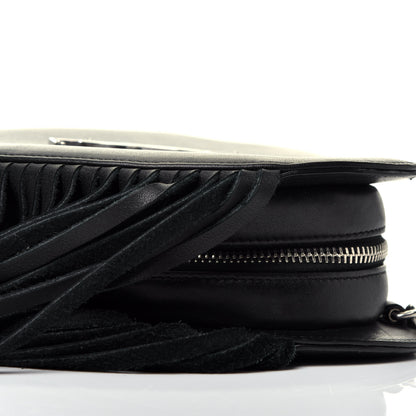 Saint Laurent Calfskin Fringe Small Monogram Love Shoulder Bag Black 9 of 9