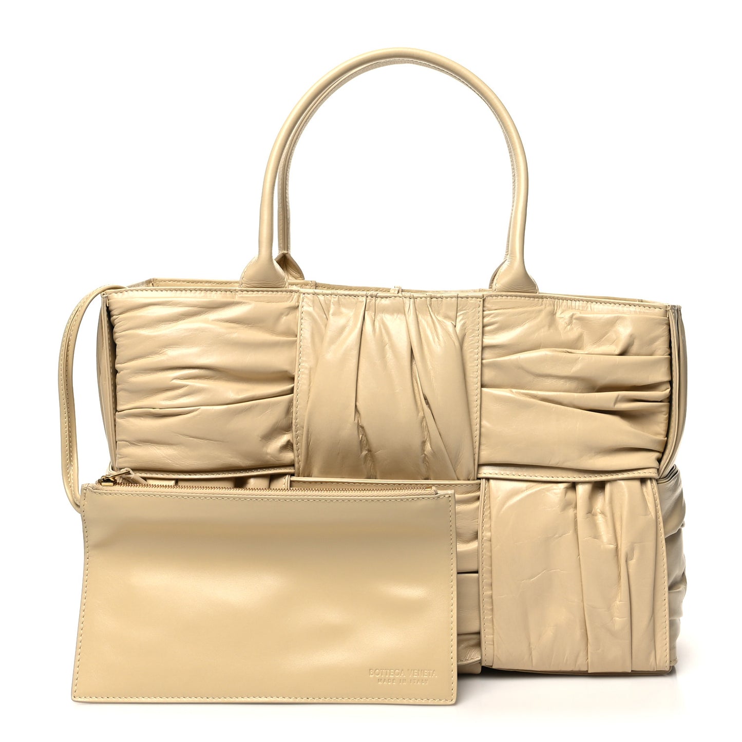 Foulard Intrecciato Pleated Medium Arco Tote Porridge