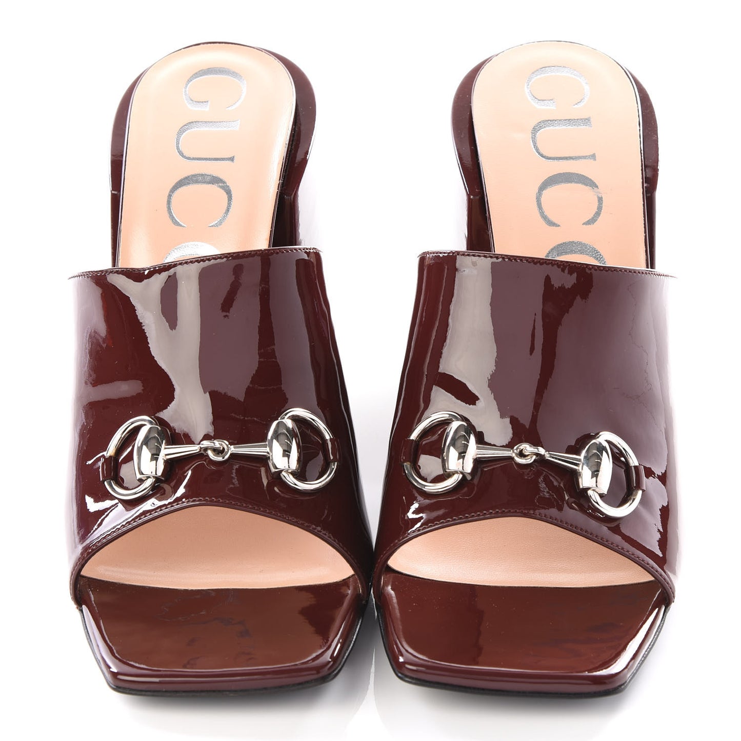 Patent Lexi Horsebit High-Heel Slide Sandals 39.5 Bordeaux