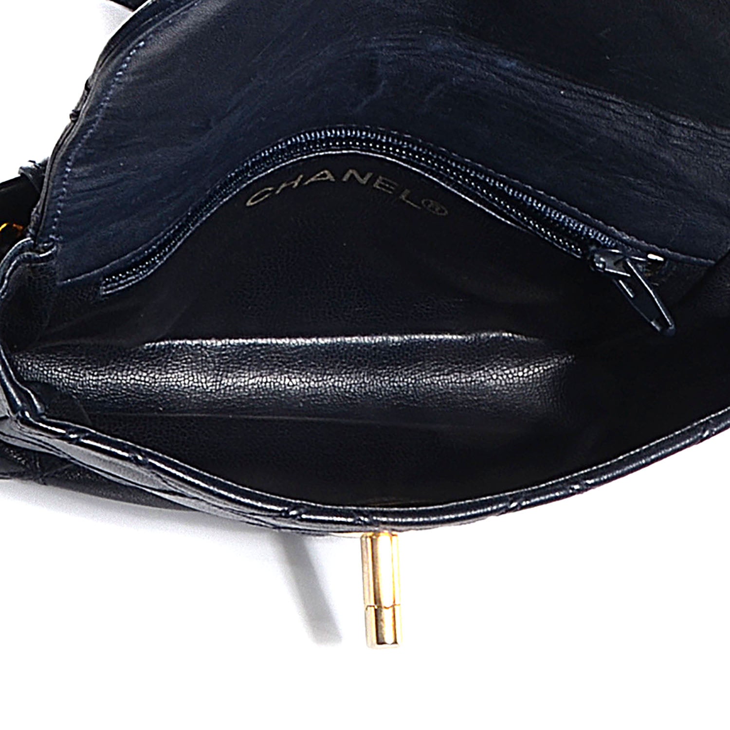 Chanel Lambskin Diamond Stitched Flap Waist Chain Belt Bag Navy 5 of 8