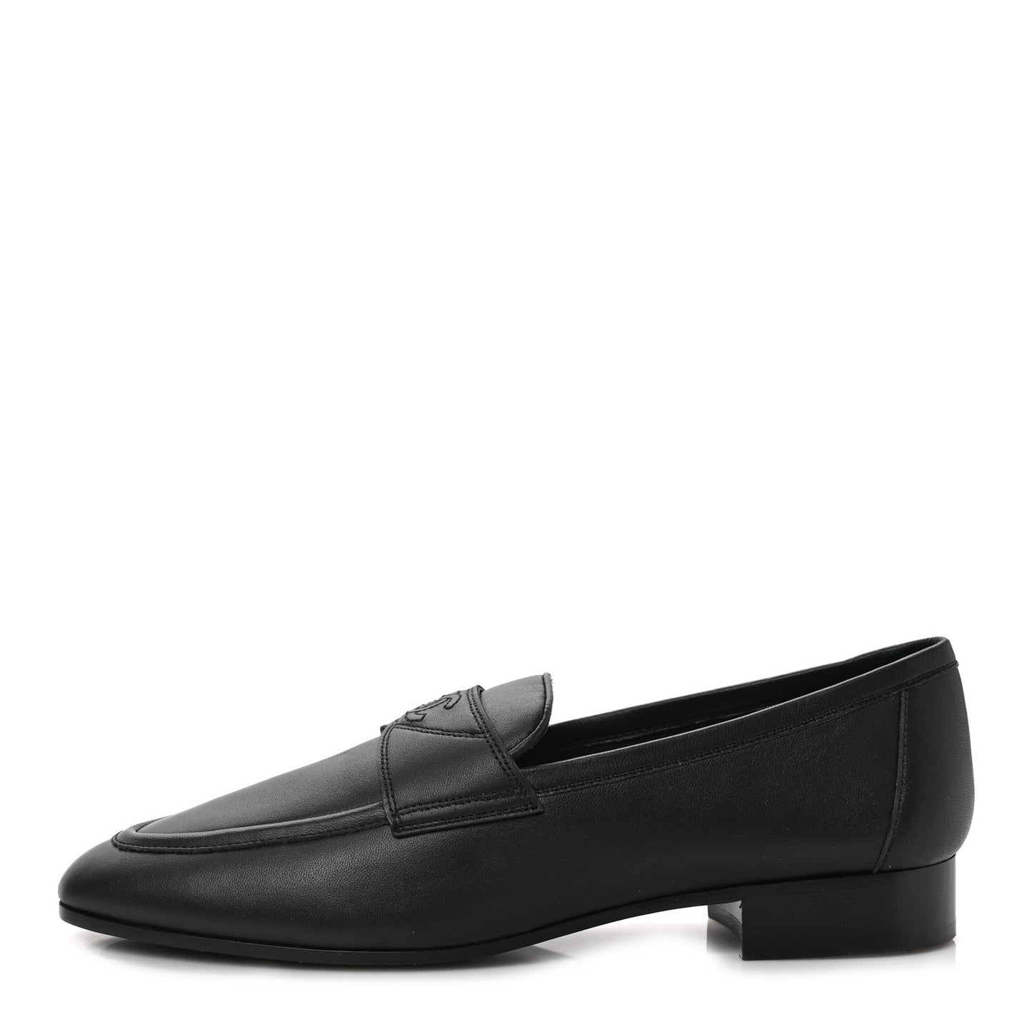 Calfskin Mens Stitched CC Loafers 39 Black