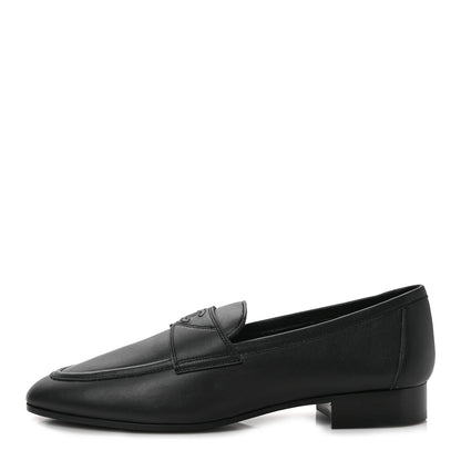 Chanel Calfskin Mens Stitched CC Loafers 39 Black 1 of 8