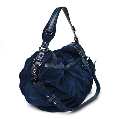 Gucci Suede Medium Icon Bit Shoulder Bag Blue 3 of 10