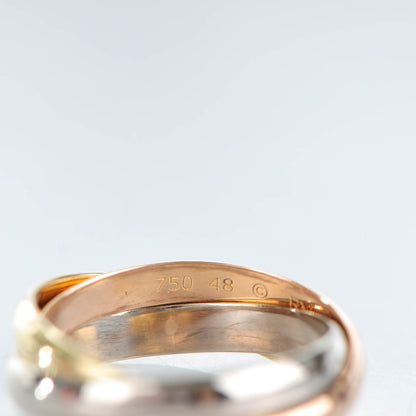 Cartier 18K Pink Yellow White Gold Small Trinity Ring 48 4.5 4 of 6
