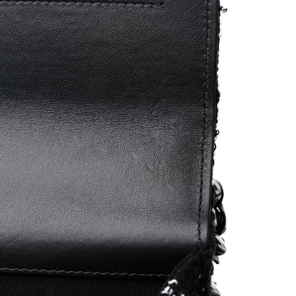 Chanel Tweed Quilted Chanel 19 Wallet On Chain WOC Black White 11 of 11