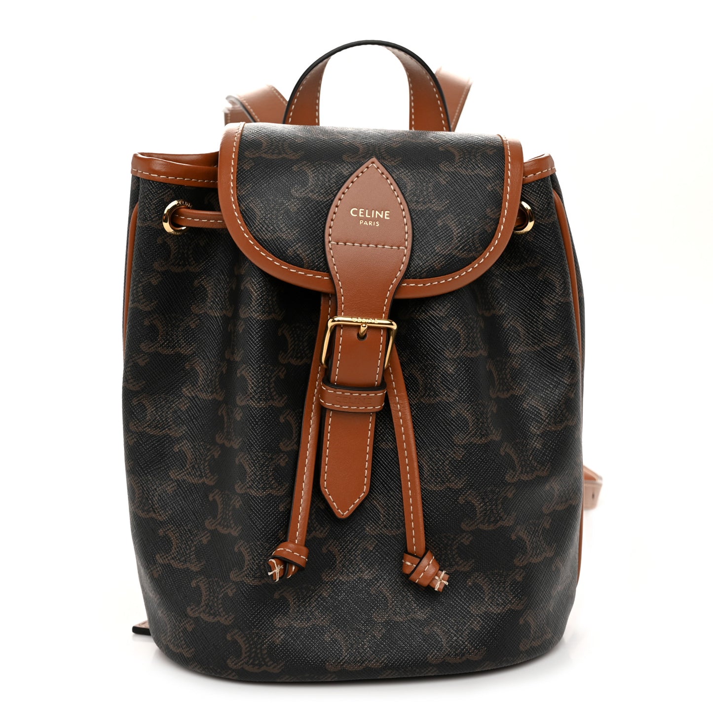 Triomphe Canvas Calfskin Mini Folco Backpack Tan
