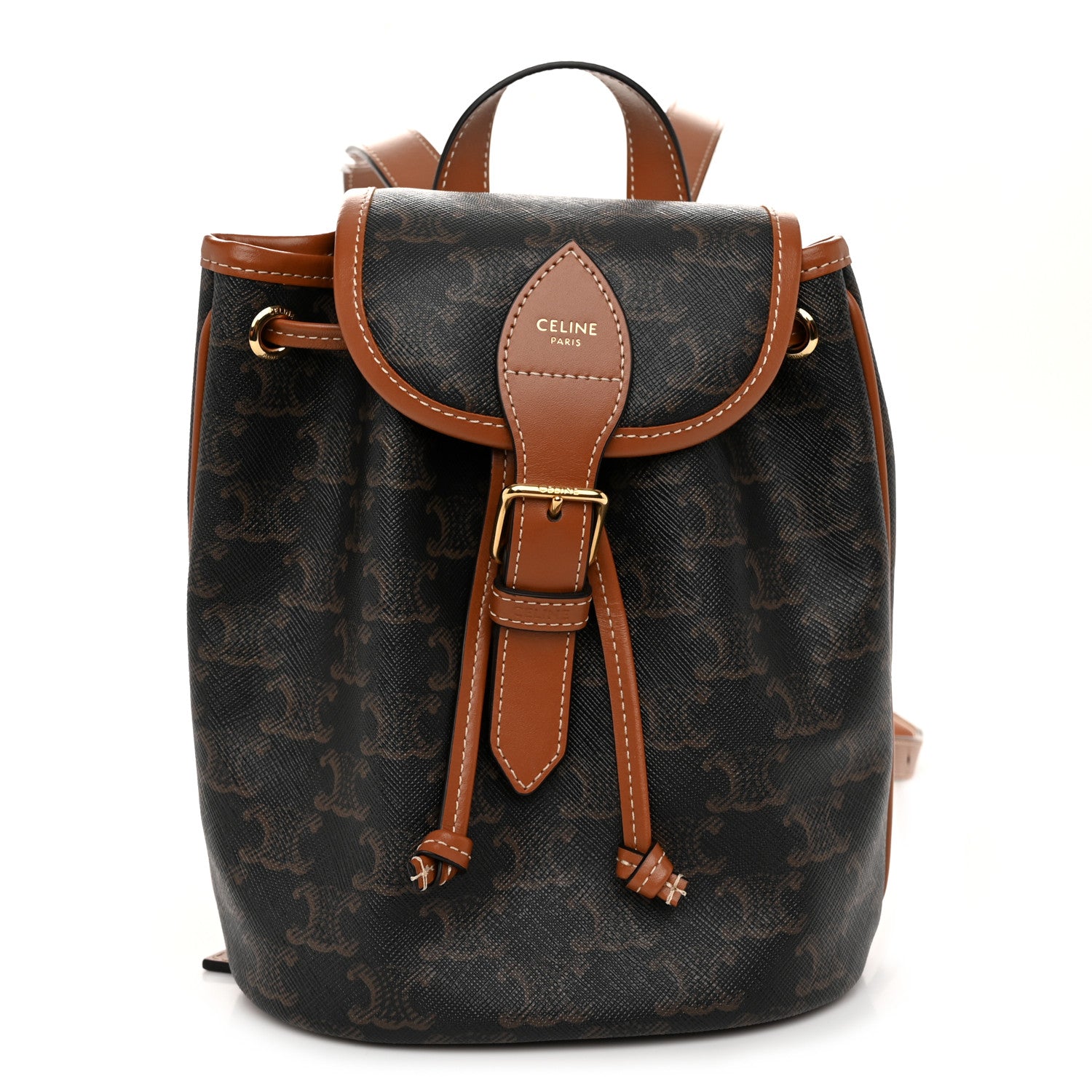 Celine Triomphe Canvas Calfskin Mini Folco Backpack Tan 1 of 11