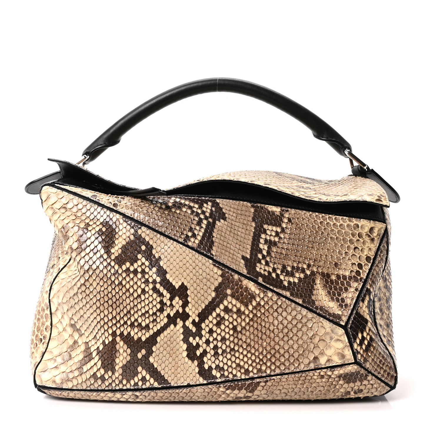 Snakeskin Large Puzzle Bag Black