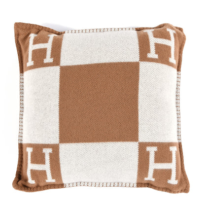 Hermes Wool Cashmere Avalon Pillow PM Ecru Camel 2 of 3