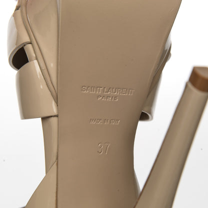 Saint Laurent Patent Tribute 105 Platform Sandals 37 Nude Powder 6 of 7