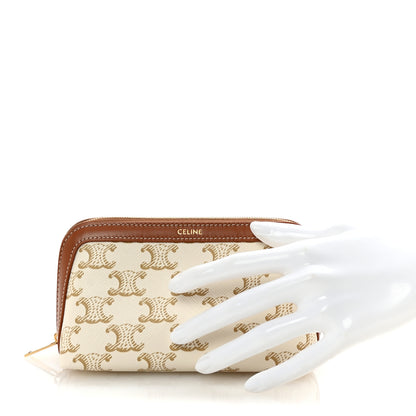Celine Triomphe Canvas Calfskin Small Cosmetic Pouch White 2 of 6