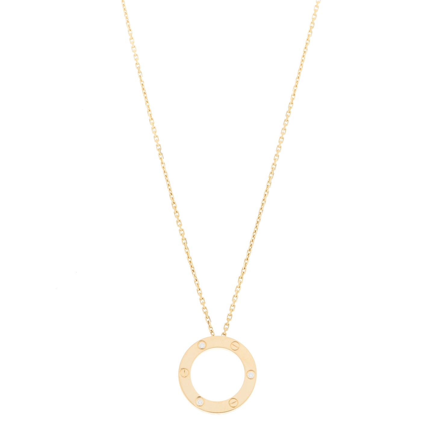 18K Yellow Gold 3 Diamonds LOVE Pendant Necklace