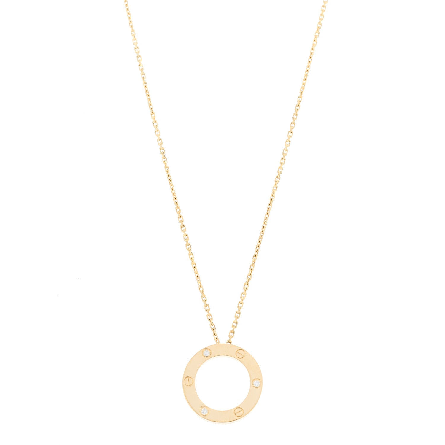 Cartier 18K Yellow Gold 3 Diamonds LOVE Pendant Necklace 1 of 6