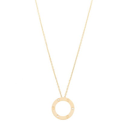 Cartier 18K Yellow Gold 3 Diamonds LOVE Pendant Necklace 1 of 6