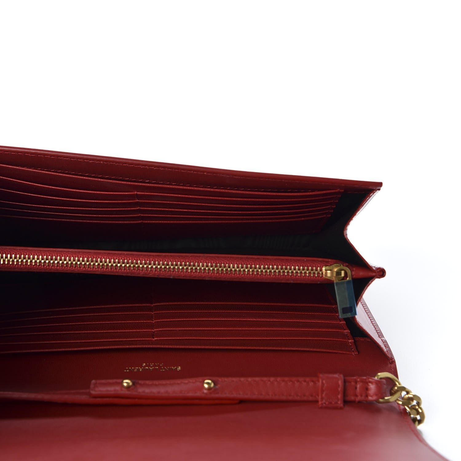 Saint Laurent Patent Calfskin Monogram Kate Wallet On Chain Red 4 of 8