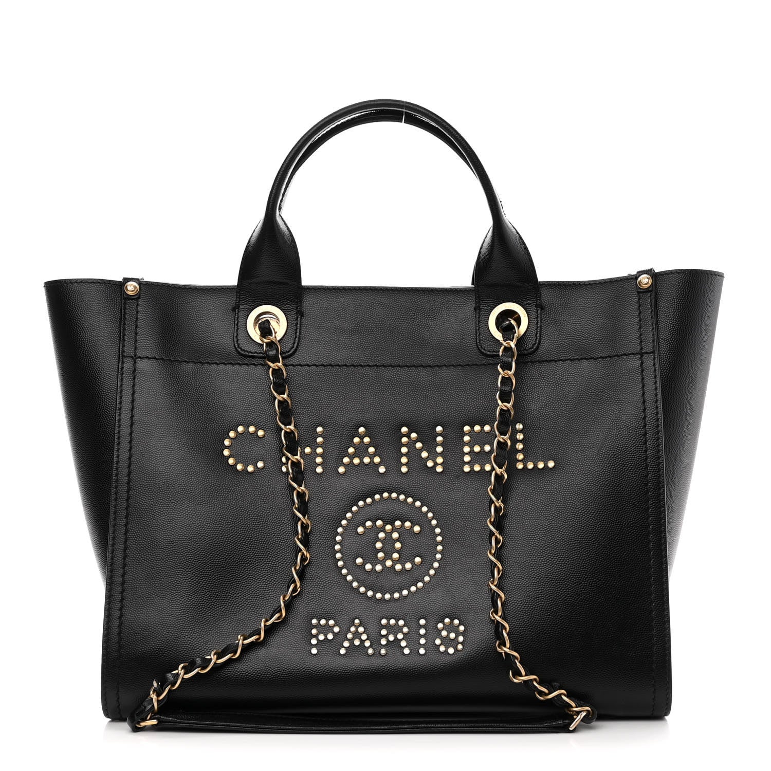 Chanel Caviar Small Studded Deauville Tote Black 1 of 12