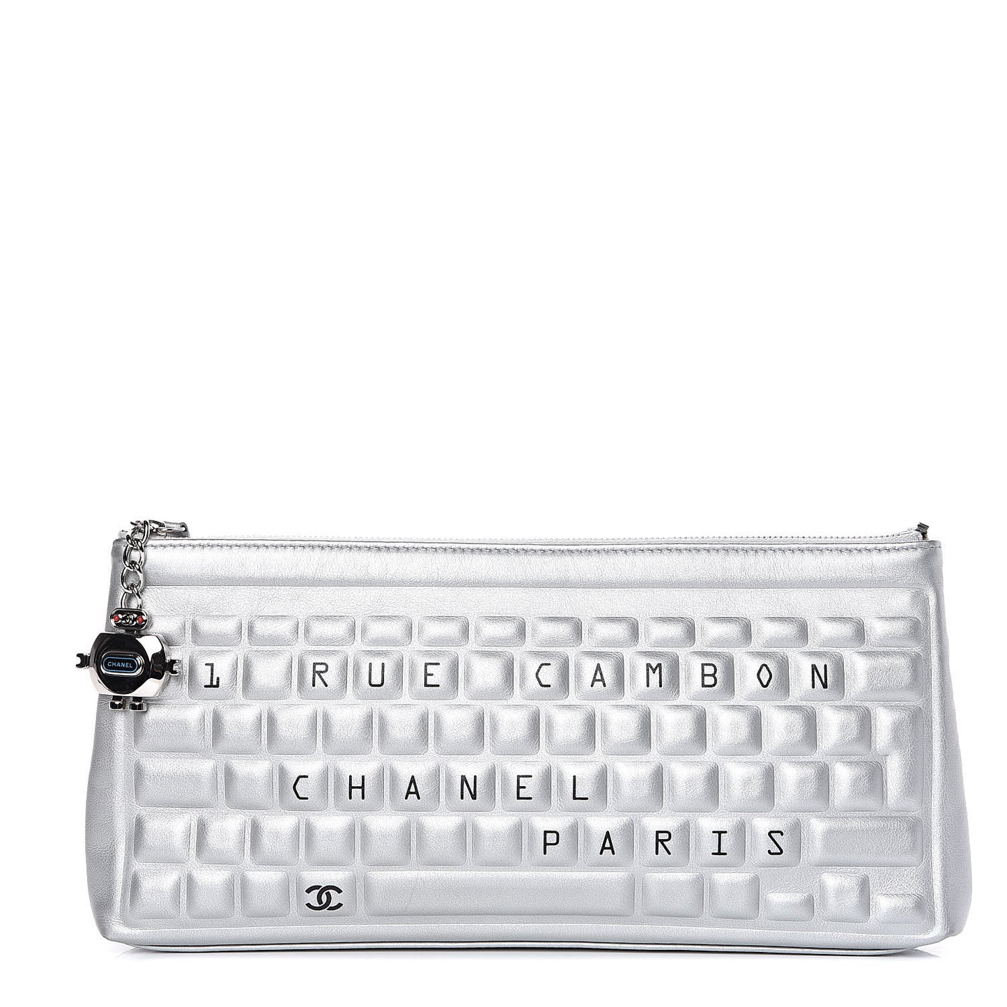 Metallic Calfskin Keyboard Pouch Silver