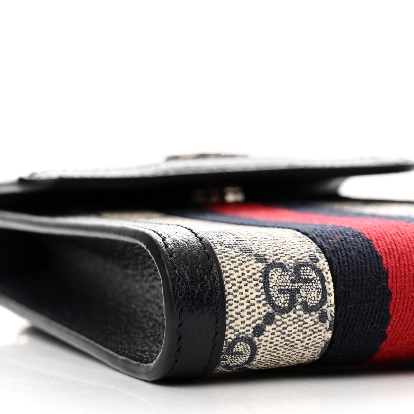 GG Supreme Monogram Textured Calfskin Web Mini Ophidia Multi Pouch Beige Blue