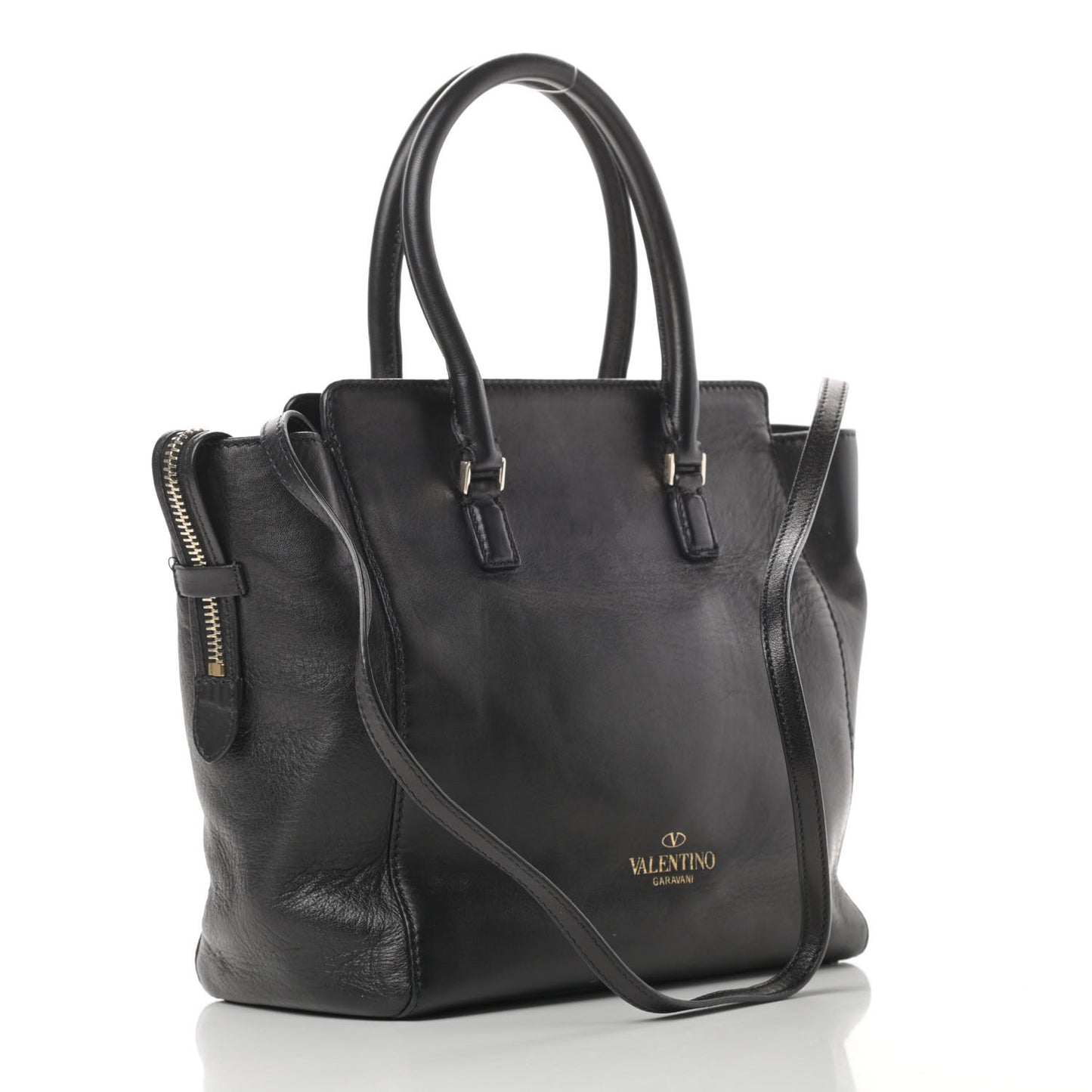 Lambskin Crystal B Diamond Tote Black