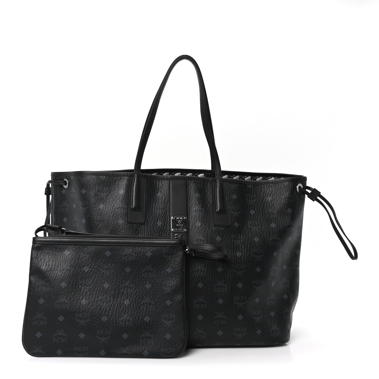 MCM Visetos Large Liz Reversible Shopper Tote Black 4 of 17