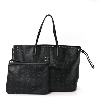 MCM Visetos Large Liz Reversible Shopper Tote Black 4 of 17