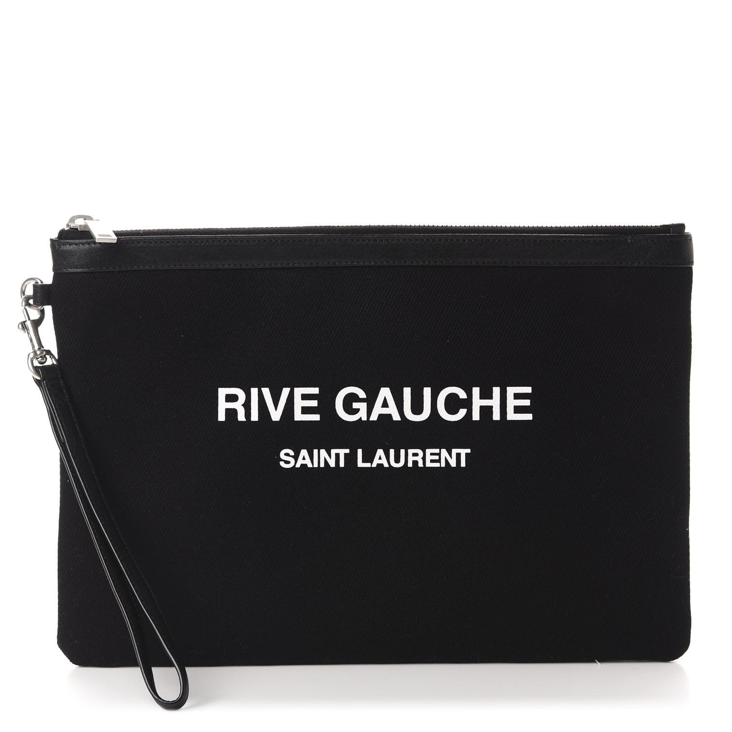 Linen Canvas Rive Gouche Zipped Pouch Black