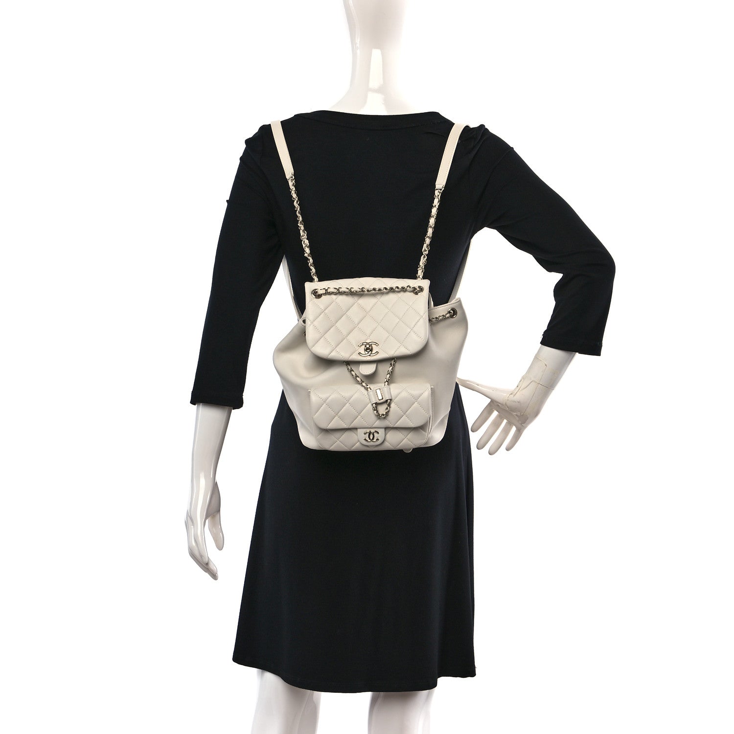 Chanel Lambskin Quilted Large Duma Drawstring Backpack White 2 of 9